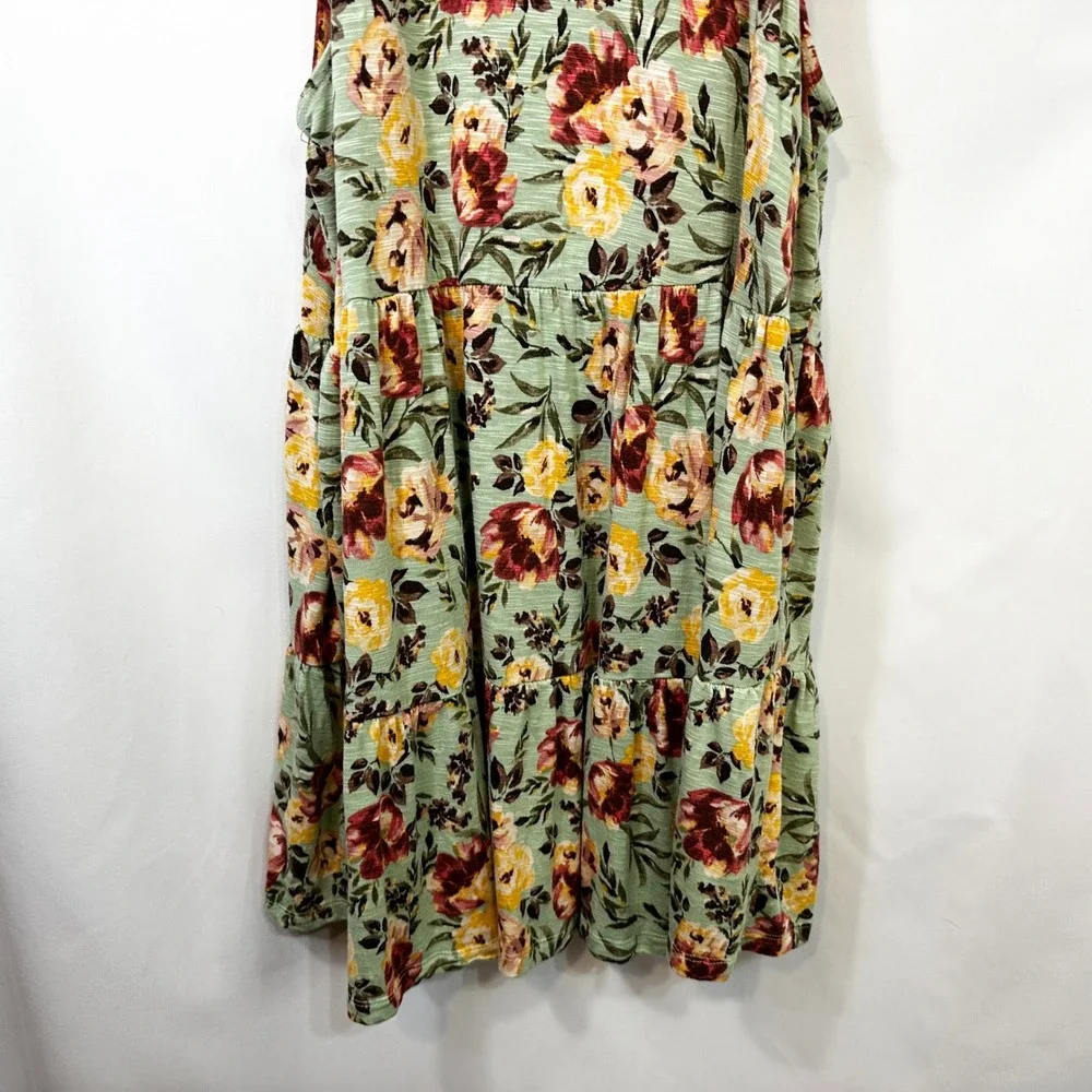 Torrid Super Soft Plus Size 3X Tank Top Green Floral Tiered Babydoll Swing 467 - Picture 7 of 10